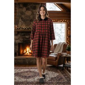 Victorias Secret VTG Country Nightgown Plaid Cotton Velvet Christmas Sz M NEW